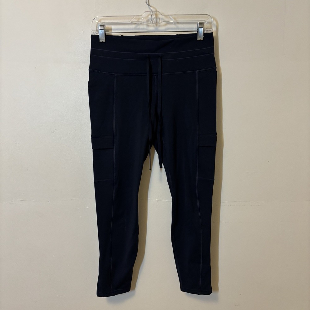 Athleta Rainier Cargo Tight Leggings MP Dark Blue Drawstring‎